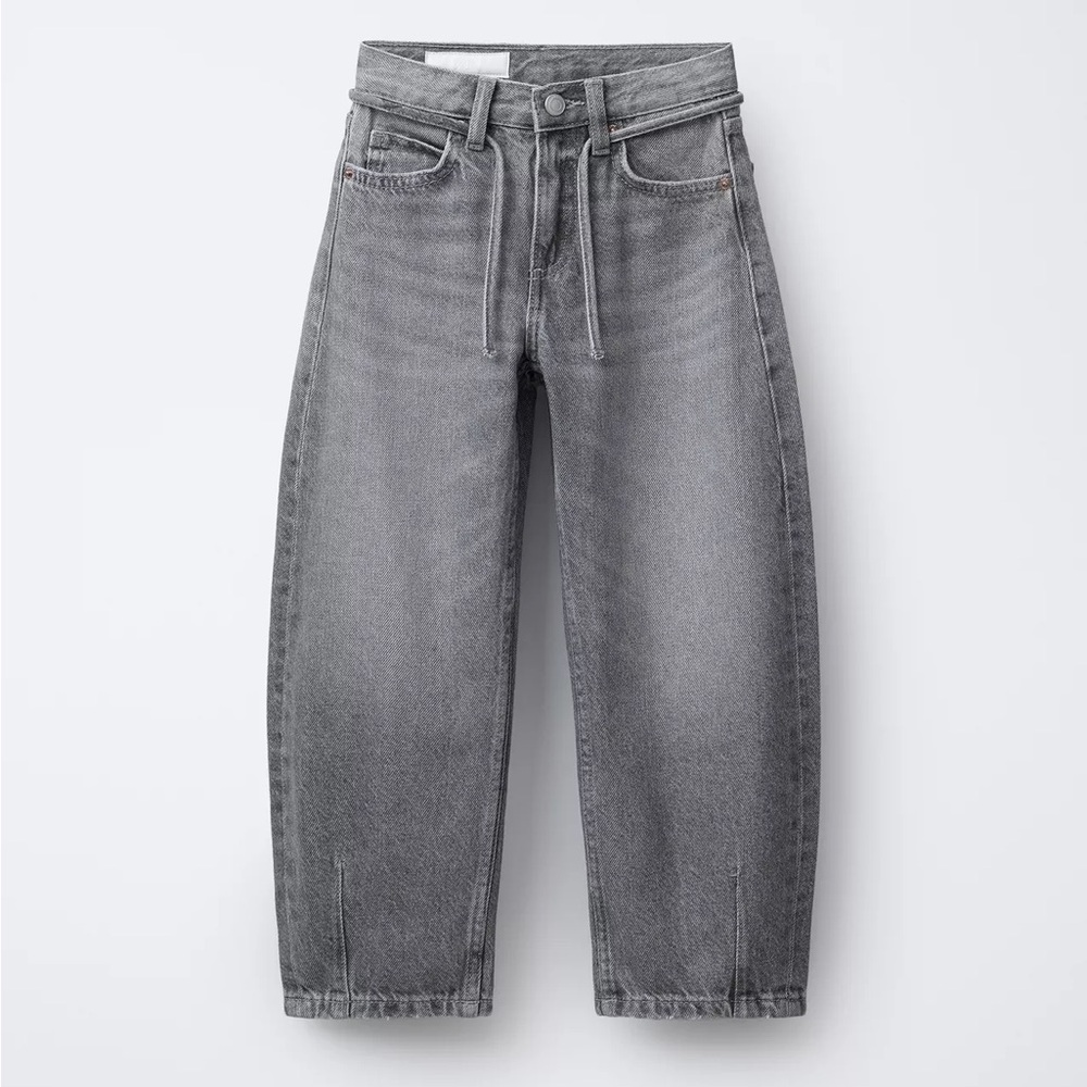 Zara Barrel Gray Jeans with Belt Size 6-7 Years